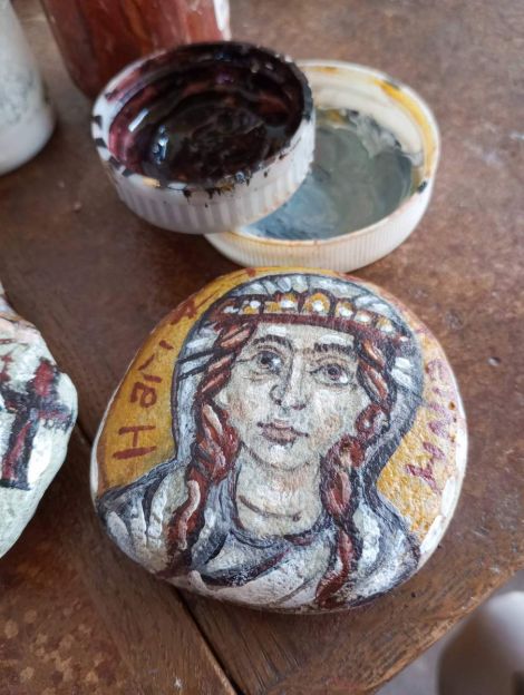 Beach Rock Painting St Photini the Samaritan Woman