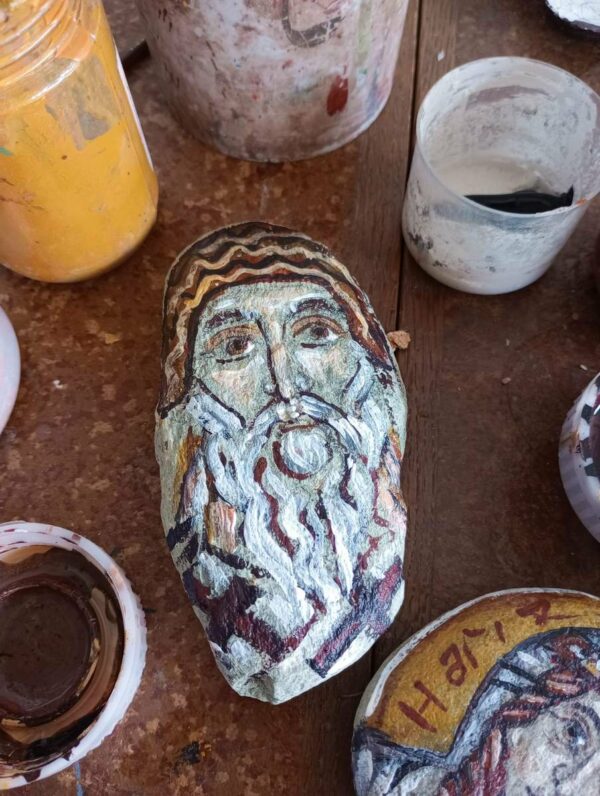 Pebble icon of St Spyridon of Trimithous