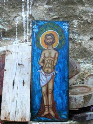 St Sebastian byzantine icon
