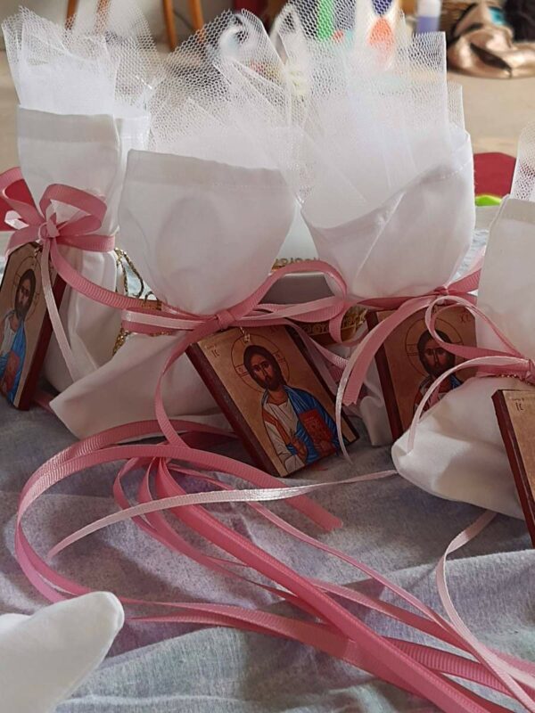 Baptism Bombonniere 100 Christ icons with bag
